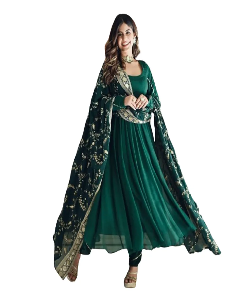 Wedding Wear Party Look Georgette Printed Work Long Anarkali Gown For Women Fashion Outfit India