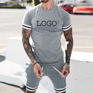 Elegante conjunto de pantalones cortos de felpa francesa de alta calidad para hombre, logotipo personalizado, verano, informal, manga corta, forro polar térmico transpirable - Product Image 6