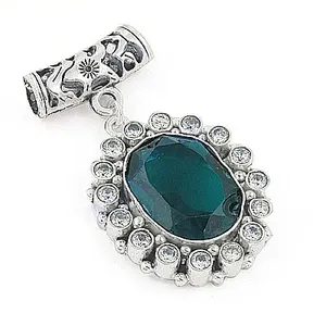 จี้รูปทรงมรกตสีเขียวมรกตชุบโรเดียมสีโรสโกลด์สำหรับผู้หญิง - Product Image 2