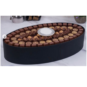 Bol de forme ovale en métal noir de qualité supérieure bol de service de chocolat de table écologique pour les restaurants d'hôtel bol de service sucré - Product Image 1