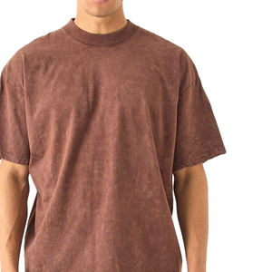 Camiseta de algodón de peso pesado Vintage de gran tamaño para hombre, patrón sólido de lavado ácido personalizado de alta calidad, directo del fabricante - Product Image 5