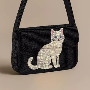 Bolso de mano de noche con cuentas de vidrio tejidas a mano con detalles de cuentas de semillas Forma personalizada y cuentas Color Único Diseño hecho a mano puro - Product Image 1