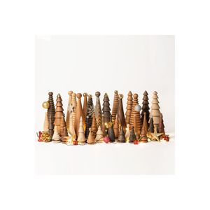 Set decorativo albero di natale in legno grezzo di 3 (cedro)