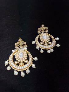 Tishya Women's Gold Plated Sterling <b>Silver</b> Moissanite Brilliant Cut Stud <b>Earrings</b> Freshwater <b>Pearls</b> Flower Shape Prong Setting - Product Image 3