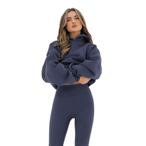 50% Cotton 50% Polyester True <b>Navy</b> <b>Womens</b> Oversized <b>Hoodie</b> Pullover Streetwear Drop Shoulder Relaxed Fit Fashion Winter Wear - Product Image 1