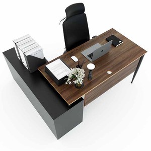 Escritorio Ejecutivo de Lujo Contemporáneo con Patas de Madera Contrachapada Recubiertas de Melamina, Sistema HBCN020 Cone II para Muebles de Oficina y Hospital - Product Image 3