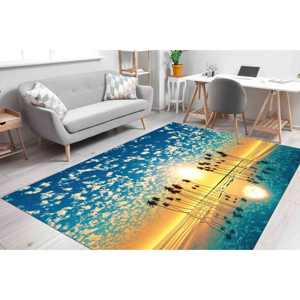 Tapis imprimé tropical : Décoration douce style plage côtière pour maisons modernes, avec tapis à poils doux - Product Image 1