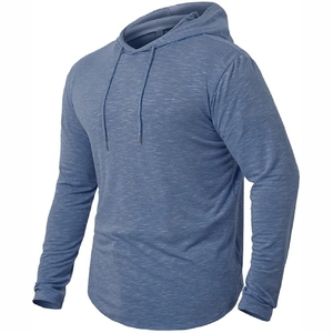 Premium Heathered Blue Sun-Protection <b>Hoodie</b> <b>Thin</b> Layer Training Top custom size and design - Product Image 3