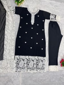 Nuevo Sari de Diseño Pesado con Costuras Chinas en Falsa Georgette con Top Estampado y Dupatta KURTI-SET para Uso Casual de FABZONE - Product Image 2