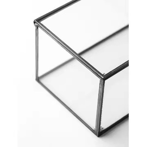 Grande boîte de rangement décorative noire en verre et métal pour la décoration de la maison et du bureau fabriquée à partir de matériaux de haute qualité pour l'exportation - Product Image 6