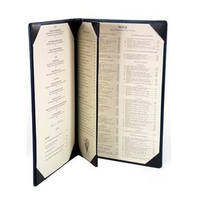 Mesa de cuero PU azul con cuatro esquinas protectoras para sujetar tarjetas de menú - Product Image 3