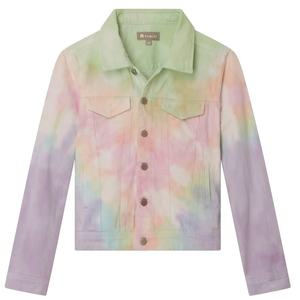 Chaqueta de invierno de mezclilla vintage personalizada por el fabricante, chaqueta de trabajo tipo camionero de lona con efecto tie-dye para mujer - Product Image 2