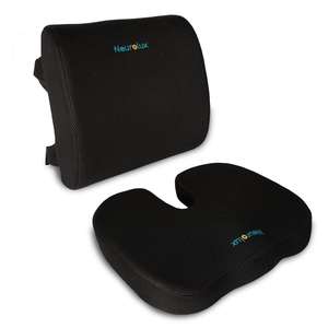 Coussin de siège ergonomique en mousse à mémoire de forme 2 pièces pour le coccyx et le soutien lombaire, soulagement de la sciatique, pour chaise de bureau et de chambre - Product Image 1