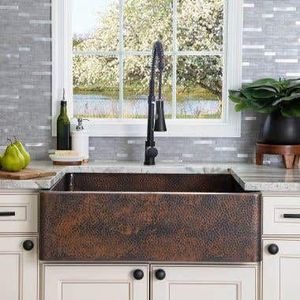 Évier de cuisine en cuivre de style farmhouse moderne haut de gamme, offrant un design élégant, une durabilité, un entretien facile et des fonctionnalités personnalisables - Product Image 6