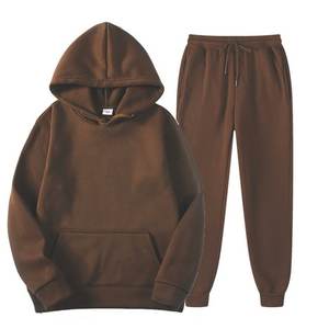 Conjunto de chándal de 2 piezas para hombre y mujer, conjunto de chándal, sudadera y pantalones con capucha de Color sólido para otoño e invierno, informal - Product Image 4