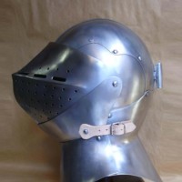 Casco de Armadura Medieval BUHURT, Réplica Hecha a Mano con Acero Suave de Calibre 18, Recortada y con Incrustaciones de Esmalte, para Coleccionistas y Reenactaciones Históricas