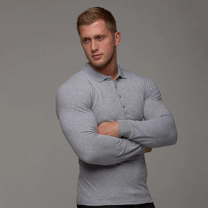 Gran demanda logotipo personalizado Golf clásico gris manga larga Polo camiseta algodón transpirable gimnasio deportes y ropa informal hombres Polo camisetas - Product Image 3