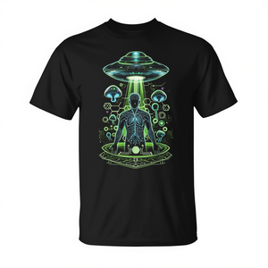 Camiseta promocional futurista de secuestro alienígena con hongos - Product Image 2