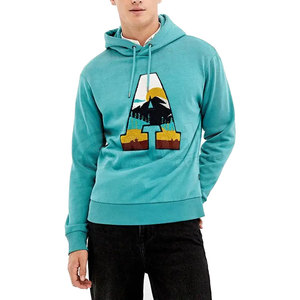 Design personnalisé 100% pulls à capuche en coton biologique broderie chenille avec autocollant numérique couleur unie Offre Spéciale pour l'hiver - Product Image 1