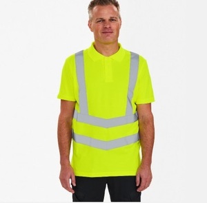 <b>Hi</b> <b>Vis</b> Construction Short Sleeve Workwear Reflective Tape Safety Polo <b>T</b>-<b>shirts</b> Reflective Tape Safety Security Work Wear <b>Shirt</b> - Product Image 4