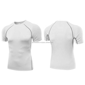 Venta al por mayor de los hombres de fitness Camiseta de manga corta de entrenamiento de compresión camiseta de gimnasio desgaste de secado rápido Running Sports Rash Guard de alta calidad - Product Image 3