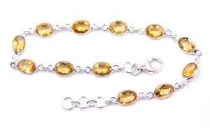 Pulsera con bisel de Plata de Ley 925 con citrino natural Boda de moda y celebraciones cristianas Regalo Tamaño 8 - Product Image 3