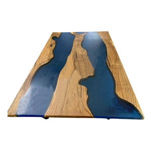 Mesa de Centro de Resina Epoxi Azul Oceánico de Diseño Plegable, Hecha a Mano, de Alta Calidad y Duradera, Estilo Moderno para Comedor - Product Image 3