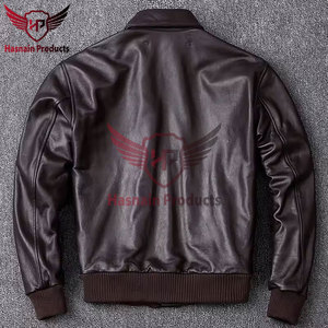 Classique 100% en cuir véritable Bomber veste grande taille en peau de vache Vintage en cuir naturel manteau hommes moto pilote vol vêtements d'extérieur - Product Image 2