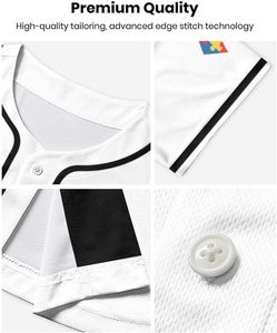 Maillot de baseball personnalisé boutonné complet Nouveau design Chemise à sublimation pour les sports d'équipe Respirant Séchage rapide Col en V Unisexe - Product Image 5