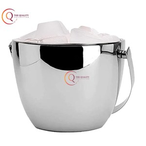 ถังน้ำแข็งสแตนเลสผนังสองชั้นหรูหราดีไซน์เรียบง่ายสีเงินเงาวาวอุปกรณ์เสริมสำหรับบาร์พร้อมโลโก้ที่กำหนดเอง - Product Image 2