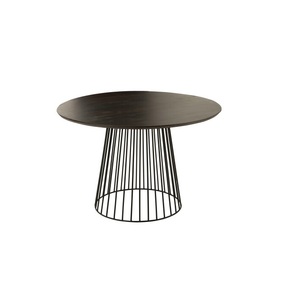 Mesa de centro de madera con base de hierro soldada a mano y tapa de piedra de mármol pulido para una decoración sofisticada del hogar - Product Image 4