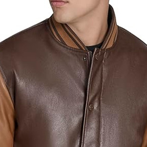 Blouson aviateur Royal en laine Varsity Letterman avec manches en cuir téléchargé par Dress Sports - Product Image 2