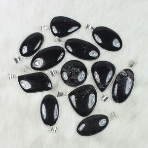 Pendentif en pierre précieuse de quartz de tourmaline noire naturelle en gros avec réglage de lunette pour la fabrication de bijoux - Product Image 1