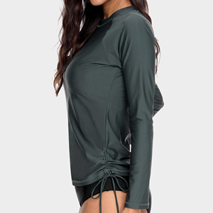 New arrival Slim-fit Crew Neck Rash Guard <b>T</b>-shirts Skin Protection For Outdoor Wear Long Sleeves Rash Guard For Women's OEM - Product Image 5