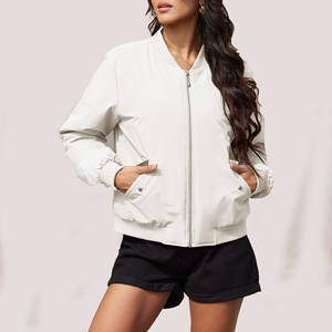 Veste Bomber Femme Luxe Respirante Chaude Style Uni Manches Longues Poches Avant Style Léger - Product Image 1