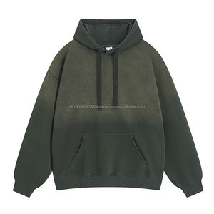 Sudadera con Capucha para Hombre, Estilo Urbano, Desteñida por el Sol, Algodón Grueso Unisex de 400 g/m², Color Degradado, Lavado Ácido, Estampado Extra Grande, Sudadera Personalizada para Hombre - Product Image 2