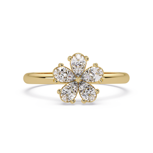 Classic 14K Yellow Gold Pear Cut Lab grown Petal Diamond Floral Engagement <b>Ring</b> Minimalist Wedding Band Fine Jewelry for women's - Product Image 2