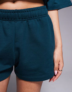 New Arrived 2025 Fashionable 100% Cotton 2-Piece Women's Heavyweight Fleece Solid Lace Eco-Friendly Jogging Shorts <b>Set</b> - Product Image 3