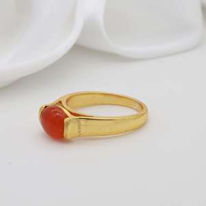 Anillo de latón chapado en oro de 18 quilates al por mayor, joyería de moda con piedra preciosa cornalina Ovalada para mujeres y hombres, regalo de aniversario de compromiso - Product Image 3