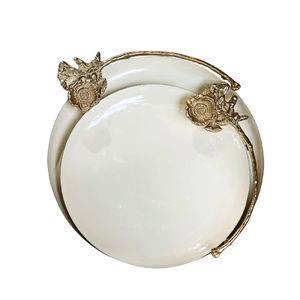 Premium Vintage Modern Hot Sale Round Shape <b>Serving</b> <b>Tray</b> with etching pattern <b>Gold</b> Finished For Home Decoration & Kitchen Usage - Product Image 3