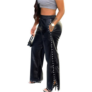 Pantalones de cuero para mujer, de cintura alta, elásticos, suaves, elegantes y duraderos. - Product Image 1