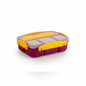 1200ml Rectangular Bento <b>Lunch</b> <b>Box</b> 4 Lock Clips Leakproof Food Container with Spoon and Fork for <b>School</b> and Office Use - Product Image 2