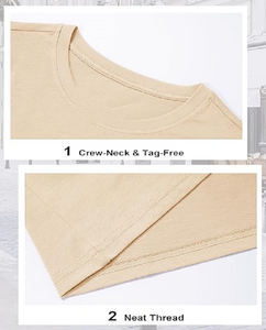 Camiseta promocional de mujer de talla grande con cuello redondo de manga corta de color albaricoque claro sólido de 100% algodón con diseño OEM hecho a medida de BD - Product Image 5