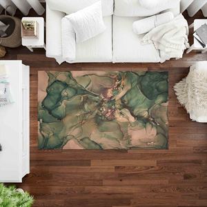 Tapis en marbre vert et brun : Tapis de luxe antidérapant, avec poils doux - Product Image 2