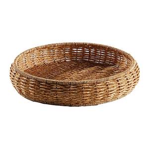 Panier rond en rotin, plateau de service tissé, plateau rond en osier pour pain, fruits, légumes, panier de table de Restaurant - Product Image 1