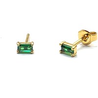 Boucles d'oreilles clous personnalisées en argent 925 plaqué or avec émeraude verte taille baguette, bijoux fins et mignons, cadeau d'anniversaire, vente en gros