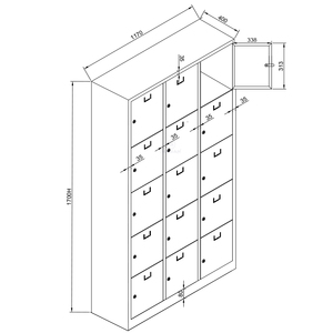 Vente en gros personnalisée de haute qualité Jessan 15 portes casier en métal armoire de rangement multicolore - Product Image 5