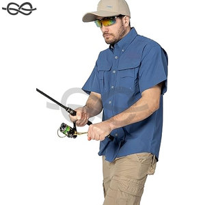 Marque privée personnalisée chemises de pêche boutonnées pour hommes chemises de protection solaire imperméables à manches longues en nylon tactique à séchage rapide - Product Image 4