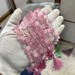 Vente en gros de perles de verre vert en quartz naturel Cadeau de Noël Fournitures de fabrication de bijoux Pierres précieuses en vrac Prix de gros - Product Image 1