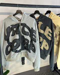 Sudadera con capucha de peso pesado de gran tamaño vintage personalizada llegada al por mayor 2024 parche desgastado lavado ácido OEM estampado talla XS cualquier francés - Product Image 6